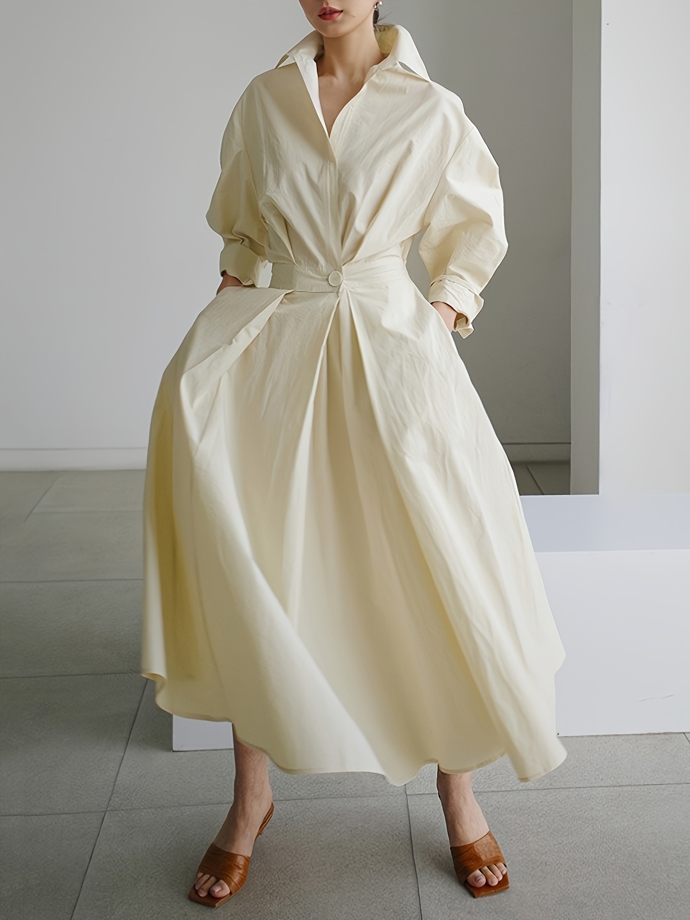 ワンピース LAUBEBLANC Shell Pleats Dress Beige S Shell Pleats Dress – L'AUBE BLANC