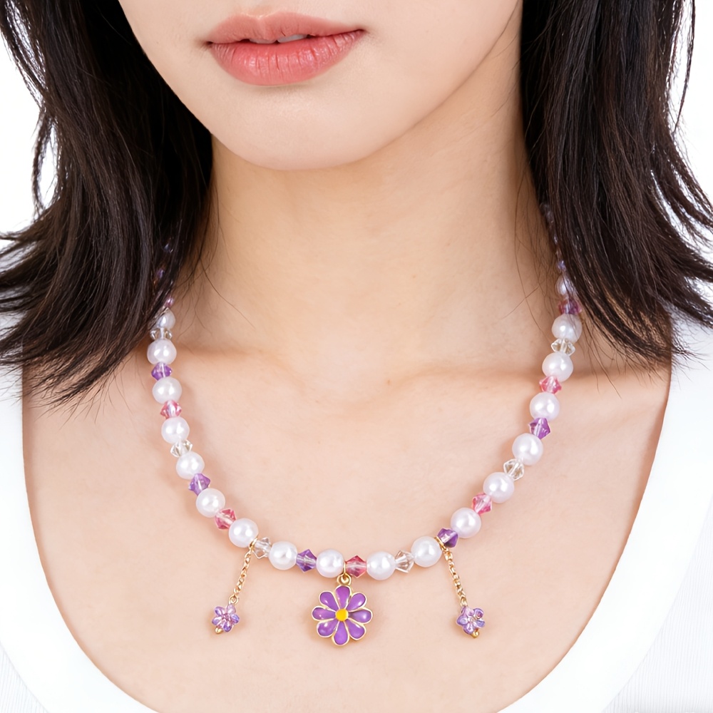 2pc Flower Enamel Pendant Set