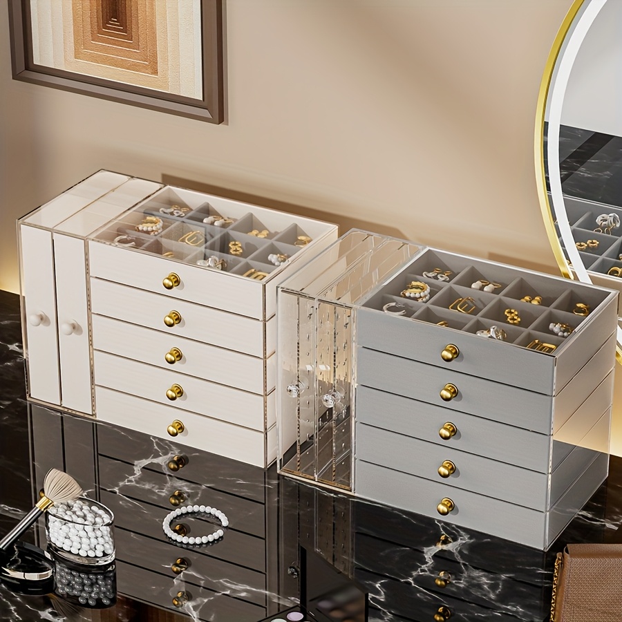 1pc   stackable jewelry organizer box with drawers multi layer plastic storage case for bracelets watches rings earrings necklaces transparent desktop accessory holder jewelry bo jewelry boxes Product details 0