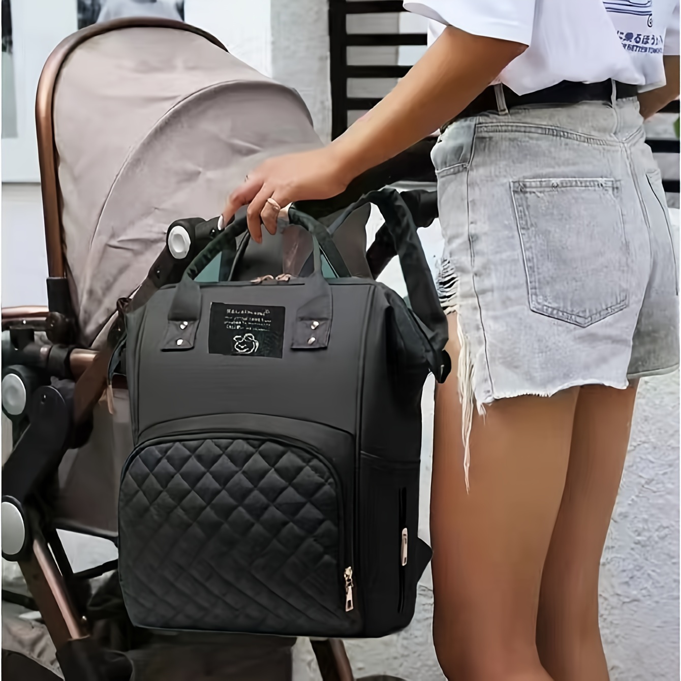 Image of 1pc Fashion Mommy Bag Portable Outdoor Double Shoulder Bag Insulated Daily Use