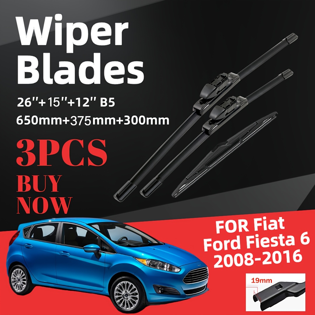 Front Windshield Wiper Blades Set For Ford Fiesta (2008-2016) - 26+15 Inch, Easy Fit