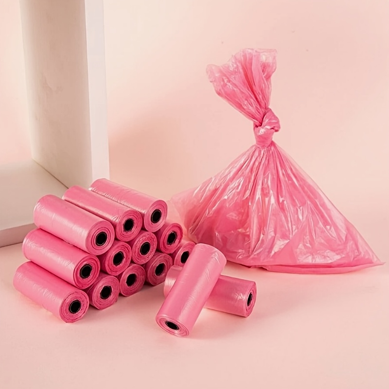 5 rolls solid color dog waste bags total 75pcs pet trash bags portable and easy to clean   30x22cm Product details 0