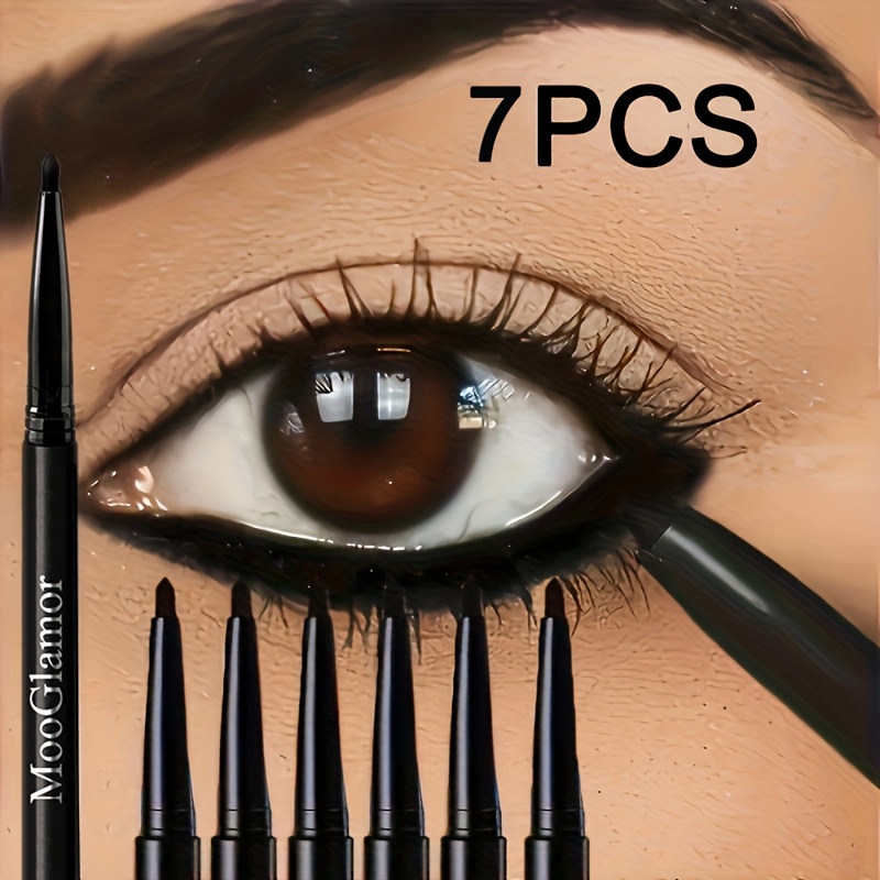 Image of 7-pack Black Eyeliner Gel Pens, With Long-lasting Effect, Water-resistant And Sweat-proof, No Smudging Or Fading. Ideal For Stage Makeup, Suitable For Beauty Enthusiasts And Beginners. A Perfect Gift.