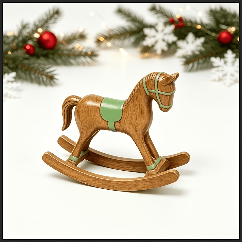 TEMU Mini cheval à rustique en résine - Ornement de cheval à adapté pour centre de table de Noël, décoration de manteau de cheminée, vitrine,