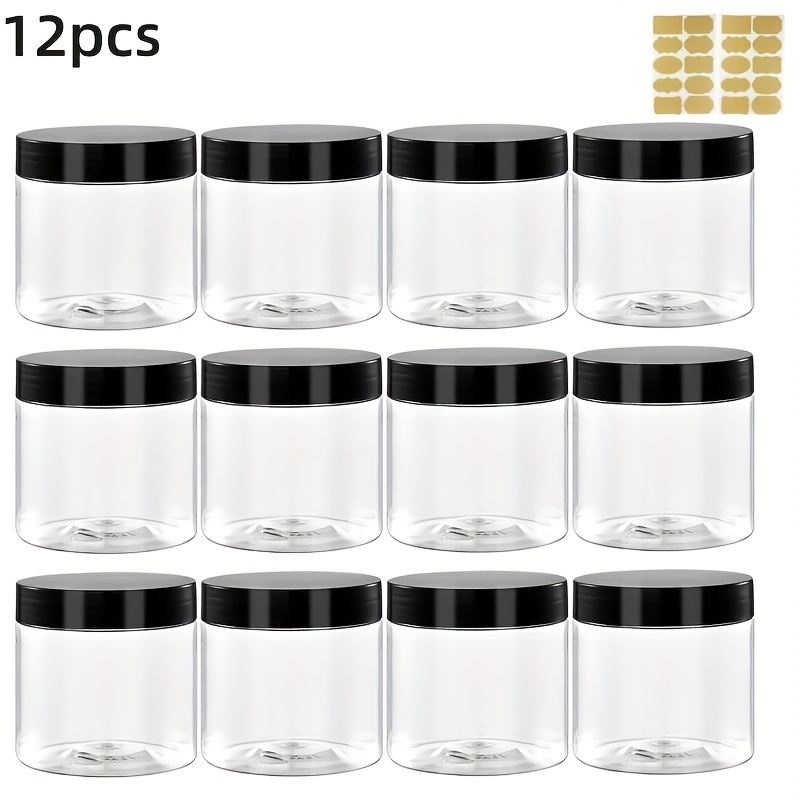TEMU 12pcs Of 3.5oz Plastic Bottles With 20 Decorative Label Stickers For Lotions, Creams, Ointments, Body , Cosmetics, Rhinestones, Samples, Travel