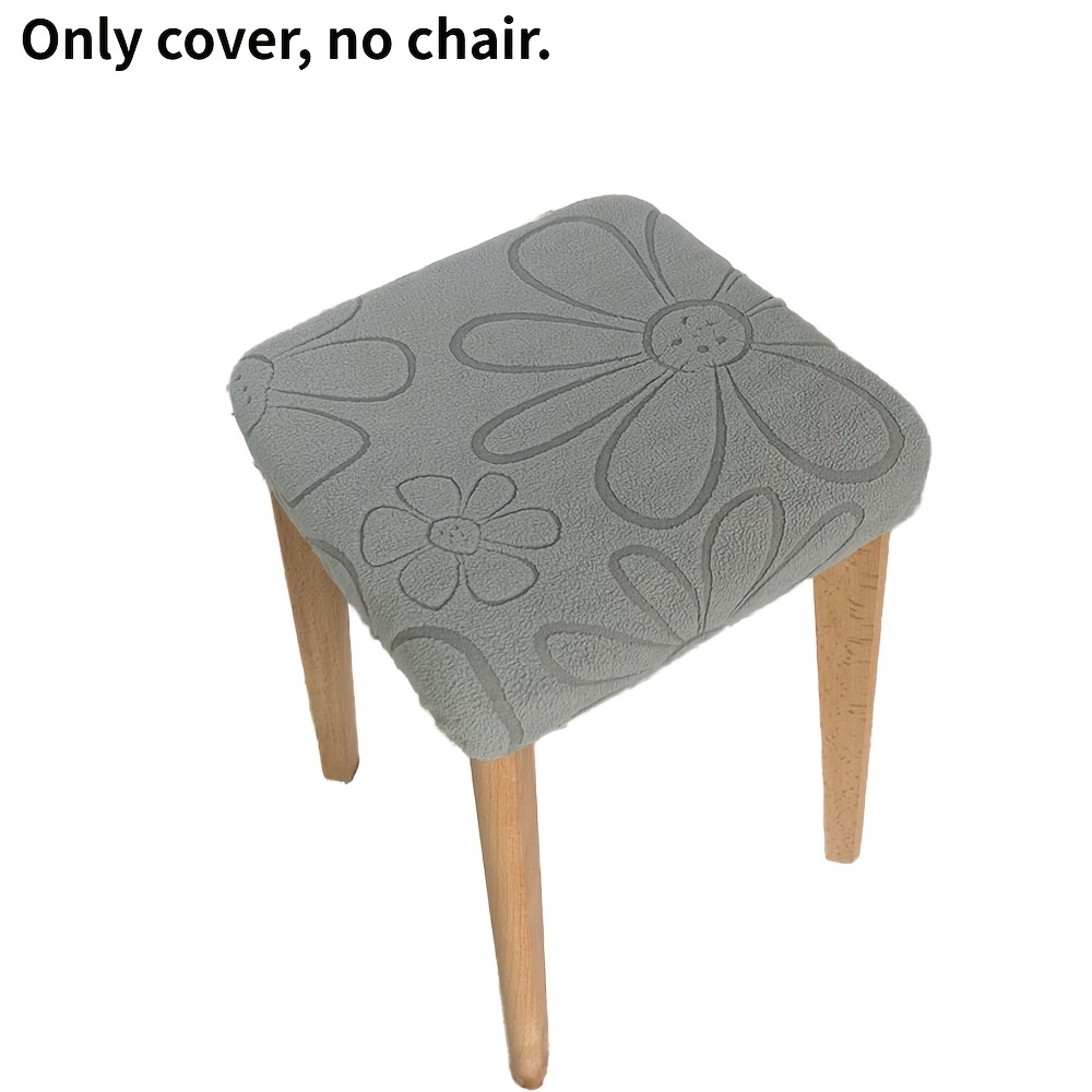 TEMU [] Housses de tabouret carrées Jacquard avec fermeture élastique - Housse de chaise à motif floral et couleur unie, housses de chaise lavables,