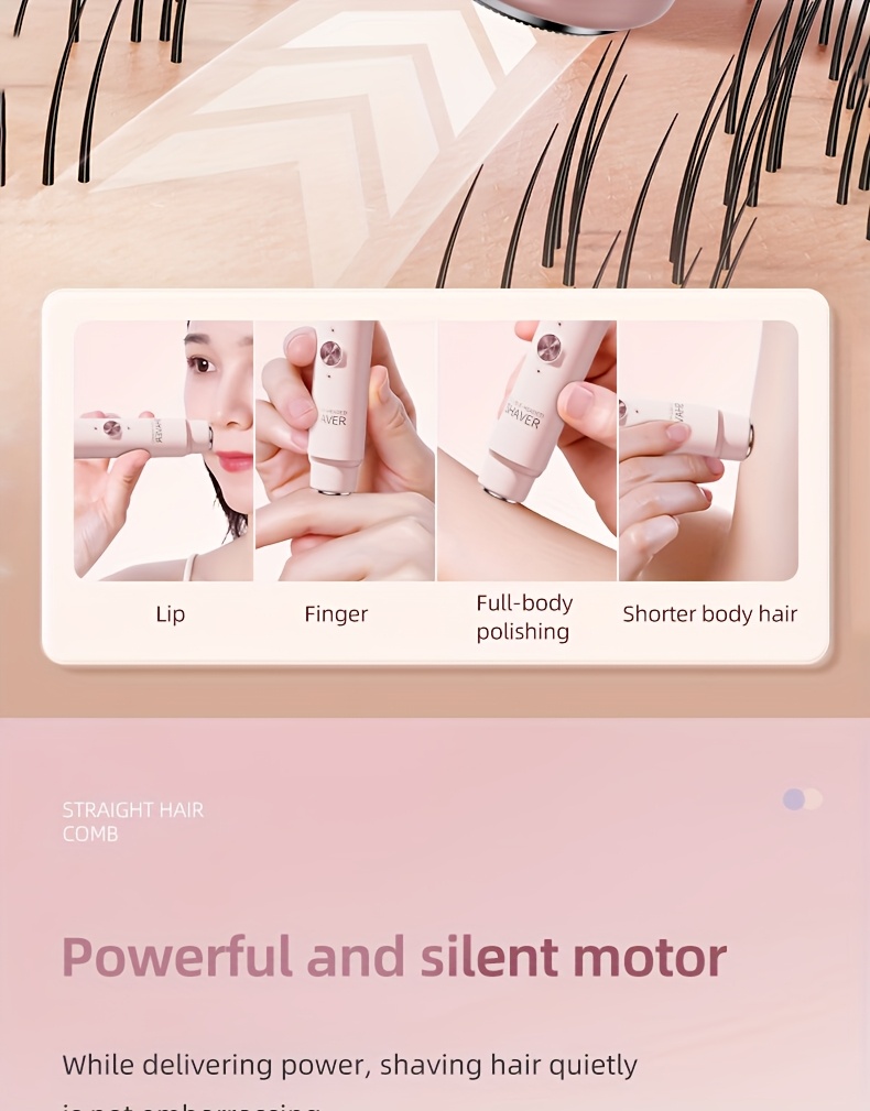 1pc rechargeable   cordless electric shaver 2in 1 unisex electric shaver   bikini trimmer wet and   hair trimmer and facial epilator for bikini under  legs   body and face Product details 10