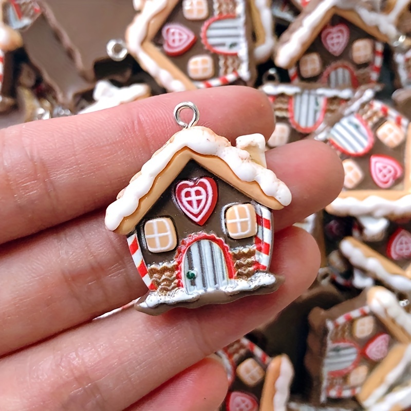 

10pcs Christmas Resin Charm Cartoon Pendant Earrings Making
