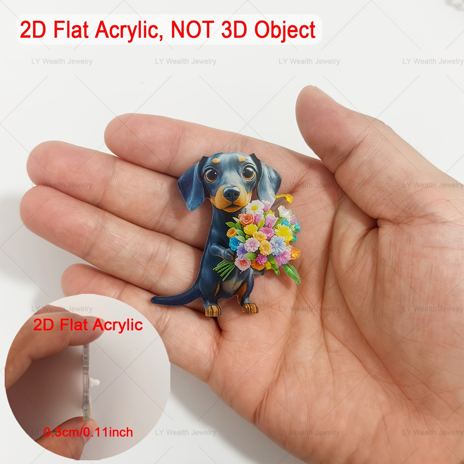 TEMU 2d Flat, 1pc, Cute Dachshund Acrylic Brooch With Colorful , Suitable For Women's Accessories, Perfect Mother's Day Gift Or Spring/summer Fashion