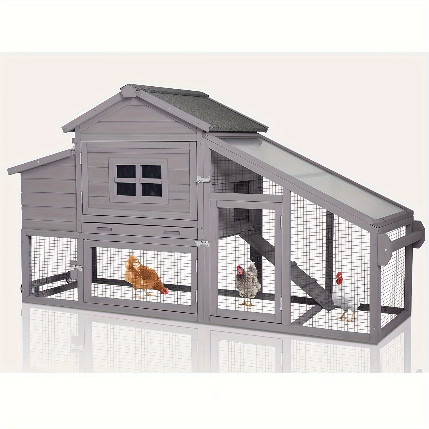 

Aivituvin Chicken Coop Expandable Chicken House For Outdoor With Wheels Nesting Box, Leakproof Pull-on Tray And Uv-resistant Roof Panel