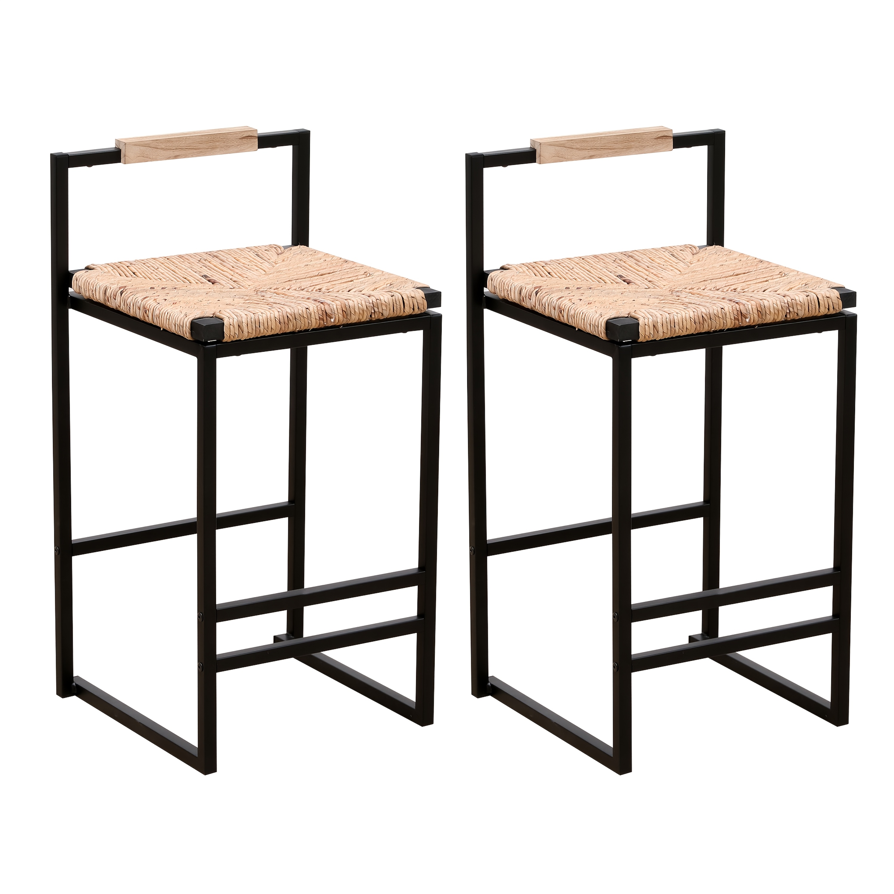 Set Of 2 Modern Oriental Style Bar Stools, Velvet Upholstered Counter Height Chairs with Backrest & Footrest, Golden Metal Frame Kitchen Island Dining Stools, Multi-Color & Multi-Finish New Asian Aesthetic