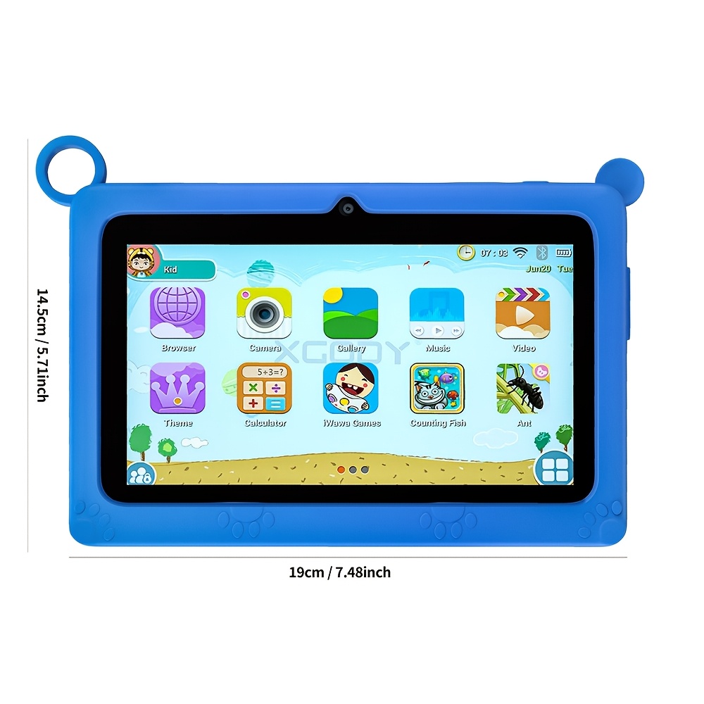 tablet para niños de 7, 64gb rom y 4gb  ,   13.0, 1280x800 ips, pantalla con protección para  , control parental, aplicaciones educativas, cámara dual,   a prueba de golpes, wifi 2.4g, usb otg, tablet, pad