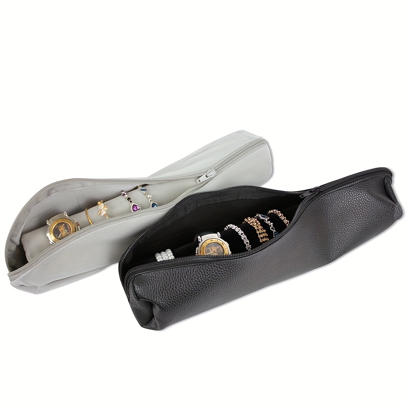 portable luxury velvet jewelry watch roll organizer travel bag black hanging design with multiple compartments soft fabric lining for bracelets necklaces earrings accessories elegant gift for travelers travel jewelry case Product details 4