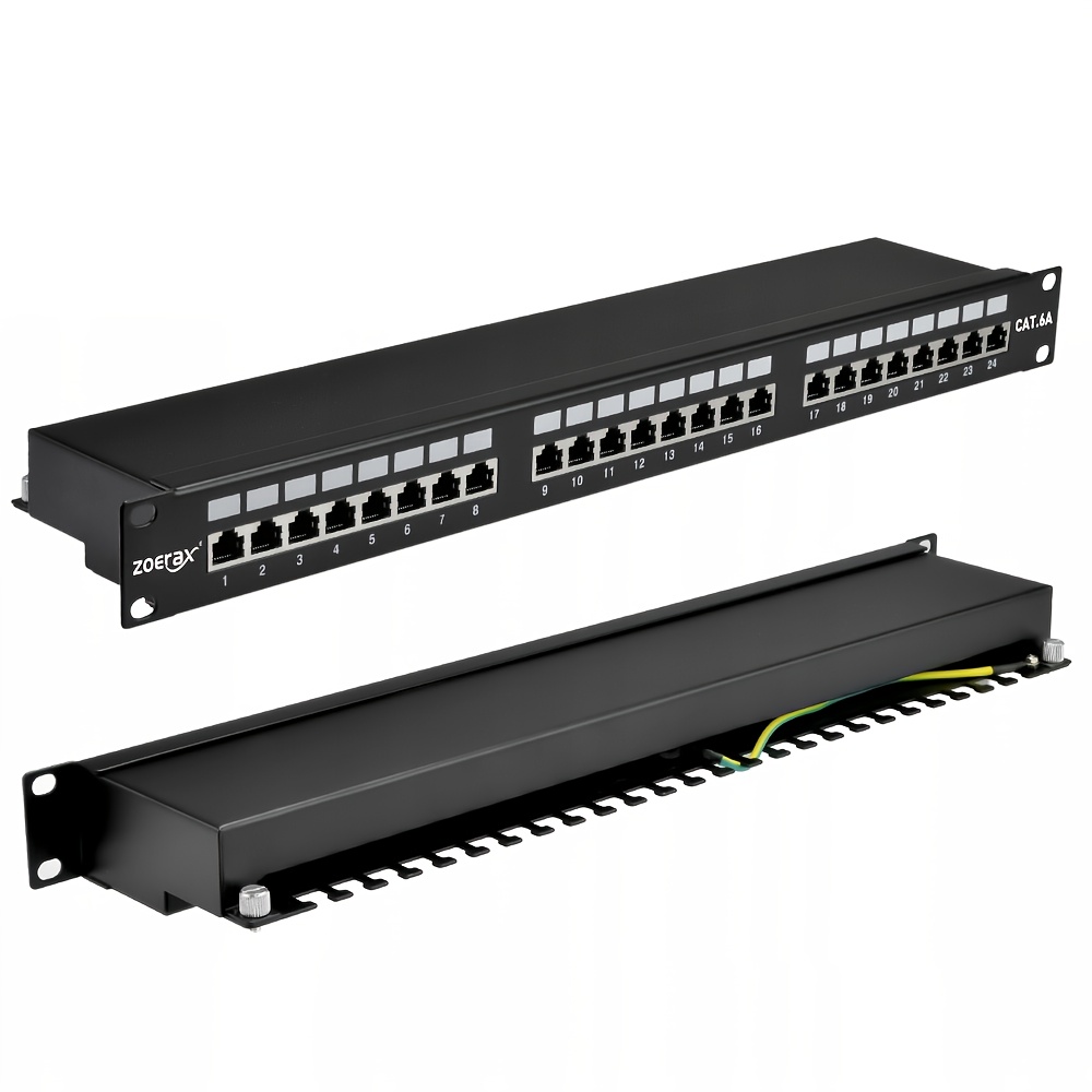 Zoerax Cat 6a Patch Panel Distribution Panel 24 Port - Table/wall Mounting/desktop Shielded 24 X Rj45 Socket - Lsa Distribution Panel For Gigabit Network Cable