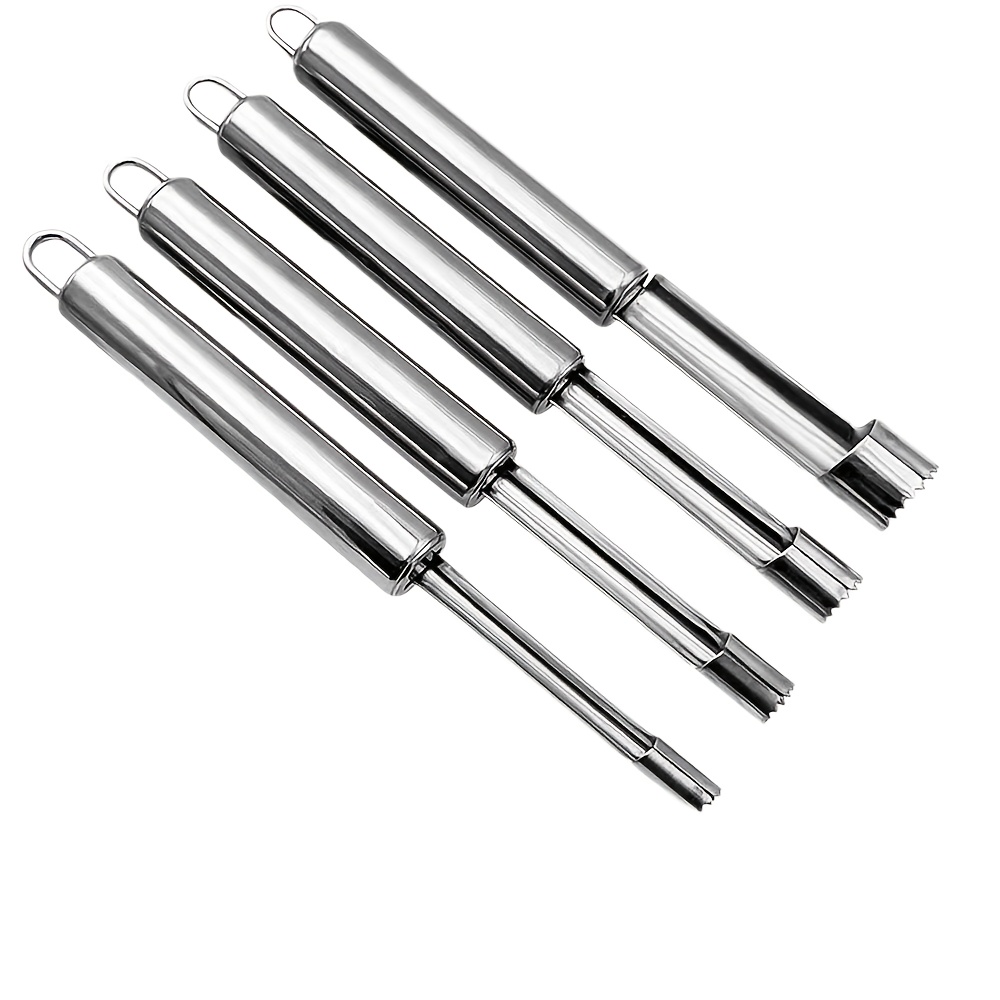 E-shop 4-tlg. Edelstahl-Obstentsteiner-Set, Entkernungswerkzeug zum schnellen Entfernen von Steinen, Edelstahl-Küchenutensil, für karamellüberzogene
