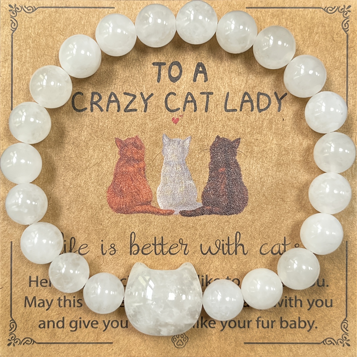 E-shop Handgefertigtes 8mm Mondstein & Obsidian Katzen-Themenarmband - Zweifarbige Natursteine mit Katzenanhängern, Coole & Stilvolle Unisex