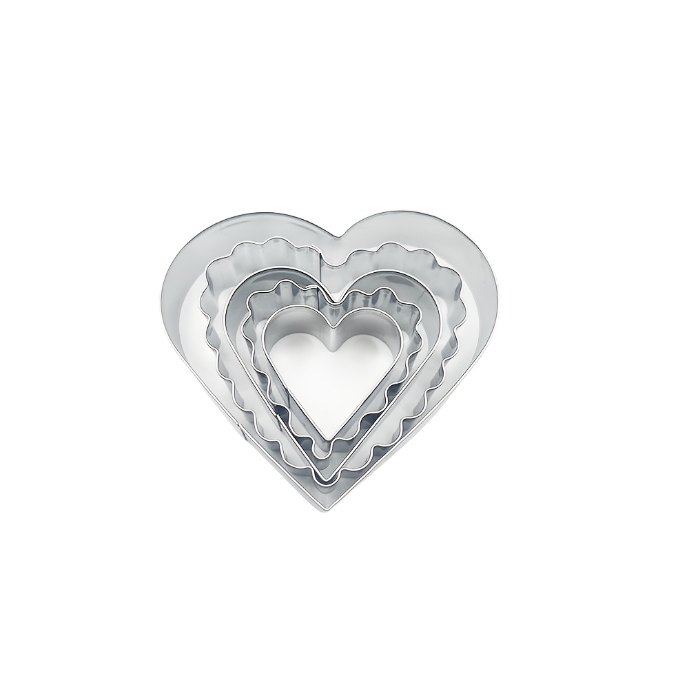 5pcs, Heart Shaped Cookie Cutters, Stainless Steel Pastry Cutter Set, Love Biscuit Molds, Baking Tools, Kitchen Additions
