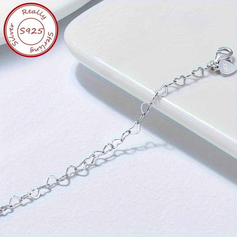 

Sterling Silver Bracelet 9.8 Inches, 925 Elegant Casual Hip Hop Style, Lightweight Fashion Jewelry, Dainty And Sophisticated Design, Perfect Gift For Grandma, Mother, Girlfriend Birthday