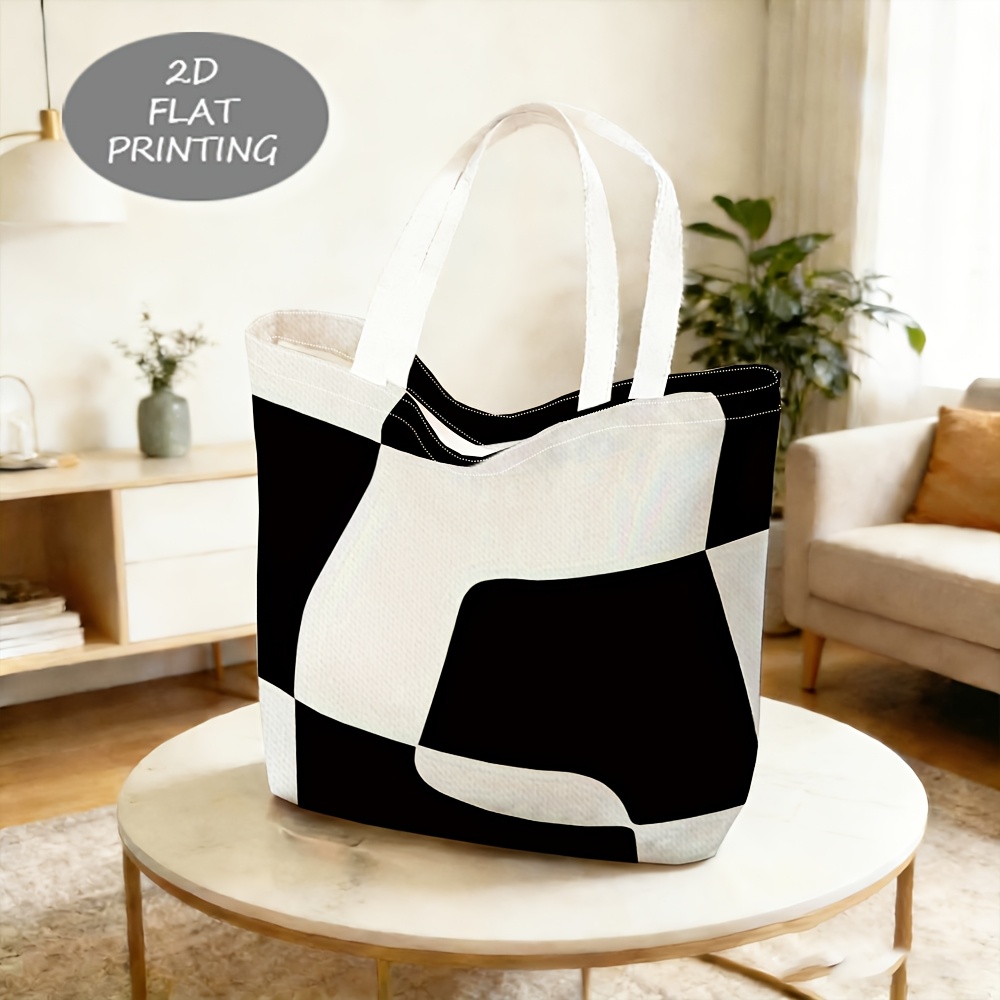 TEMU 1pc, Sac à bandoulière pour femme, motif à carreaux noirs et , sac à bandoulière imprimé, sac à bandoulière pour femme, cadeau du An, mode