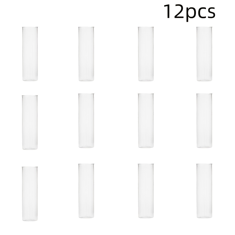 Image of 12-pack Elegant Transparent Cylindrical Vases Plastic Material Home Decor Table Ornaments Valentine's Day New Year Wedding Birthday Party