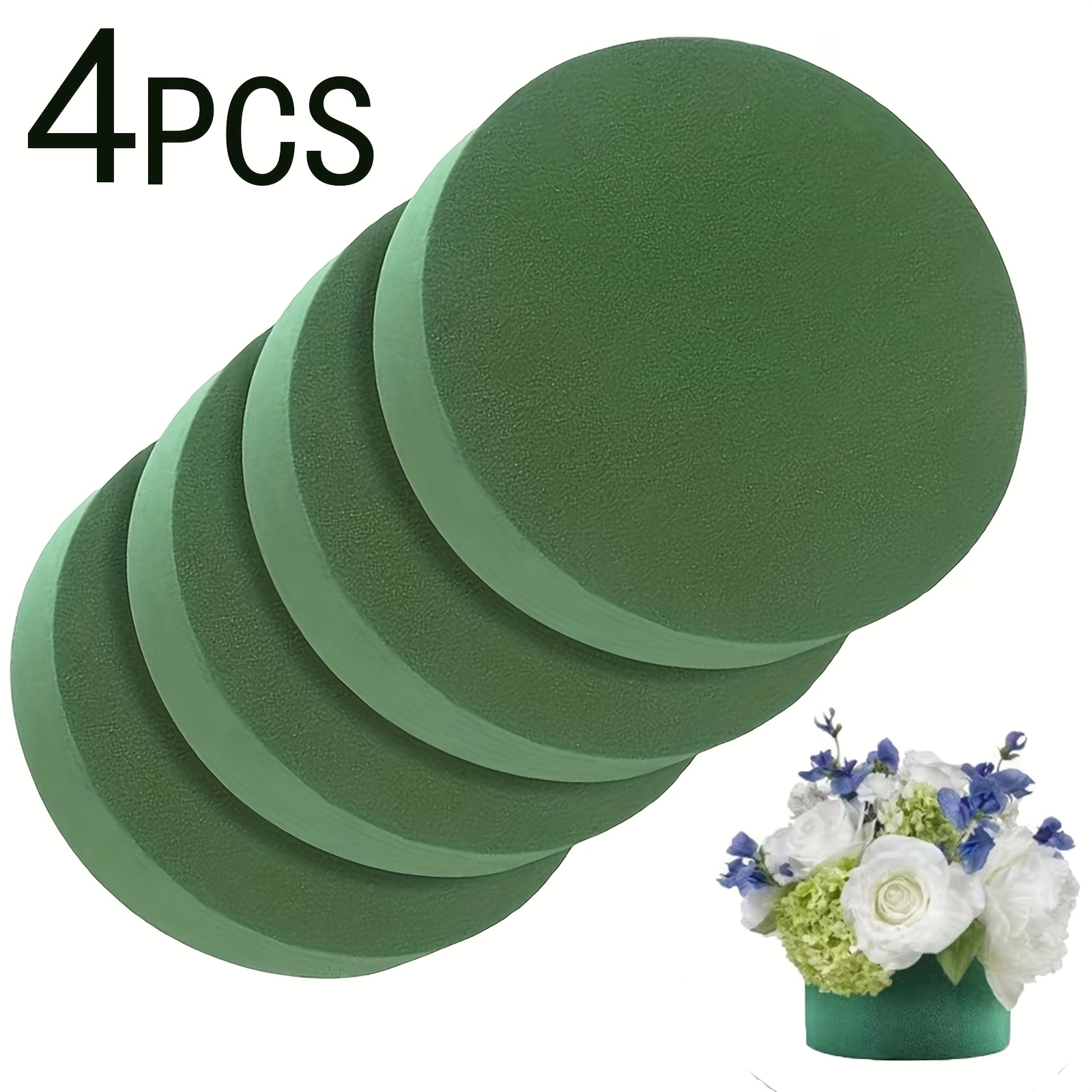 TEMU 4/6 stuks Groene Ronde Bloemenschuim Blokken, 6..57 Inches, High-Density Nat en Dubbel Gebruik Bloemenschuim Bakstenen - Geschikt voor Verse en