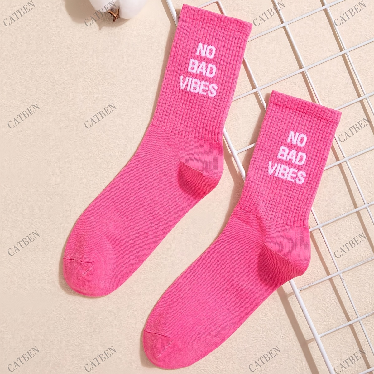 TEMU 1 Pair Vibes Socks Pink Socks Women Socks Sports Socks Spring Summer Socks For Men Women Cute Socks Vintage Socks Novelty Socks Gifts Socks For