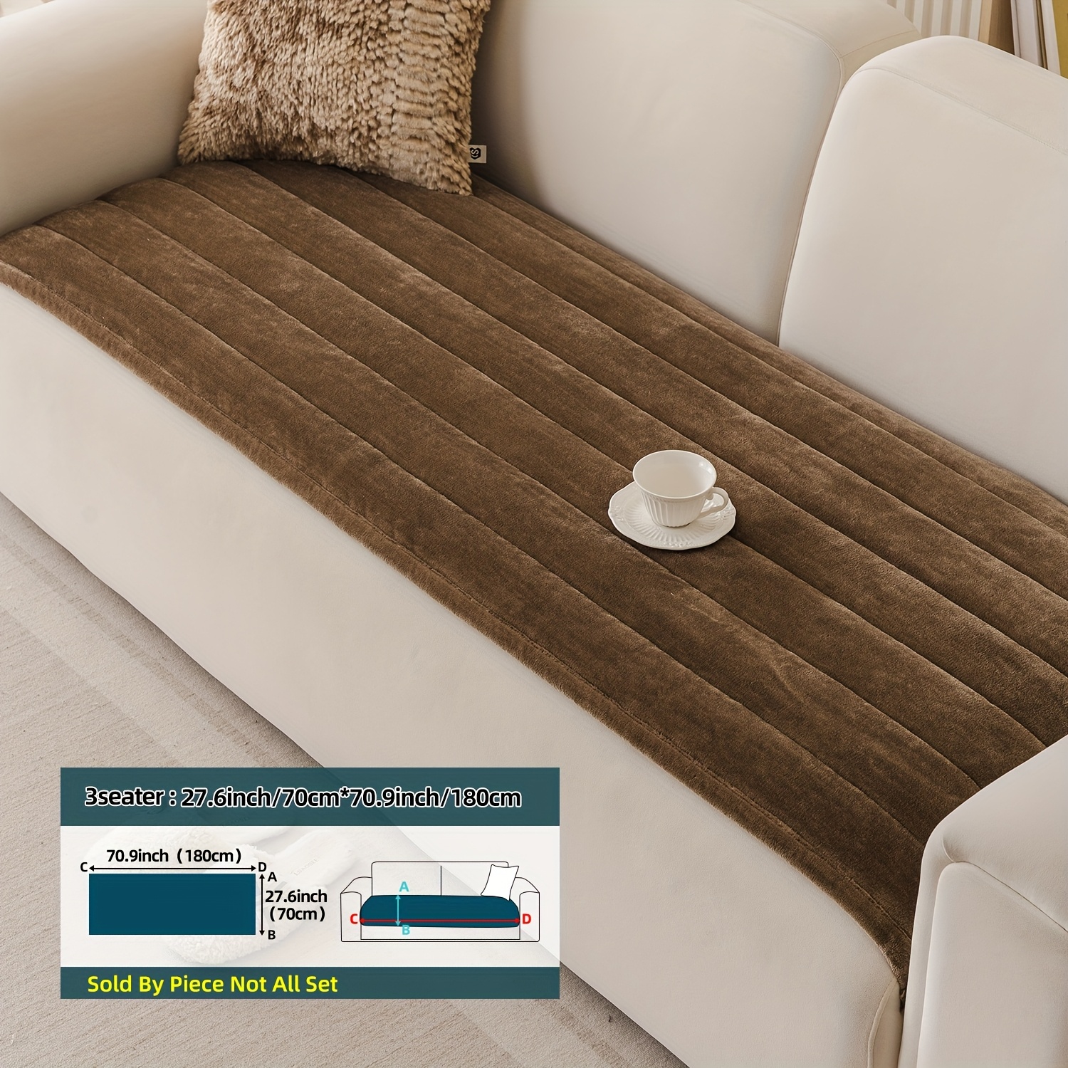 E-shop 1 Stück FURZONI Gestreiftes Sofakissen Kompatibel für 1/2/3/4-Sitzer Sofas - Rutschfeste Rückseite, Weicher Flanellbezug & Füllung, ,