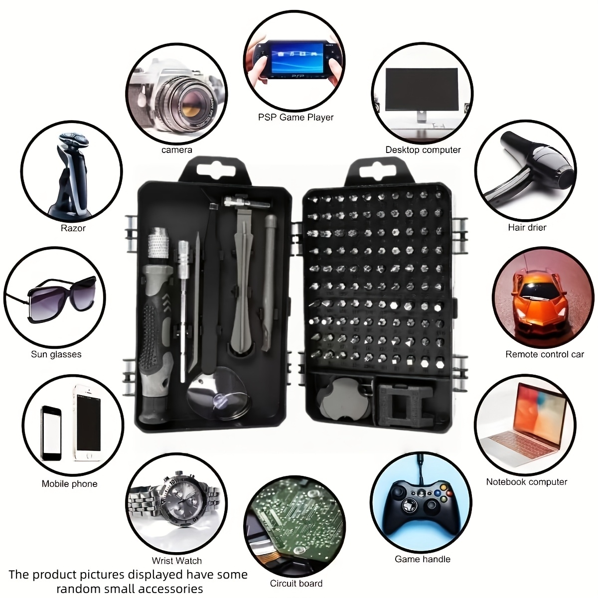 A Comprehensive Screwdriver Kit Featuring 115 Tools, Designed for Versatility with a Strong Magnetic Grip And High Durability. This Multifunctional Disassembly Set Includes Irregular Drill Bits And Is Ideal for Repairing Mobile Devices, Tablets 13 A Comprehensive Screwdriver Kit Featuring 115 Tools, Designed for Versatility with a Strong Magnetic Grip And High Durability. This Multifunctional Disassembly Set Includes Irregular Drill Bits And Is Ideal for Repairing Mobile Devices, Tablets