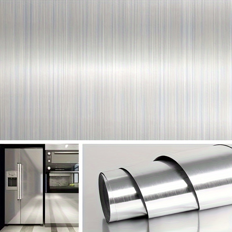 

Chic Silvery Stainless Steel Peel & Stick Wallpaper - Rustproof, Waterproof, Easy Apply For Kitchen Cabinets, Fridges & Elevator Doors, 15.74" X 118.11" Roll