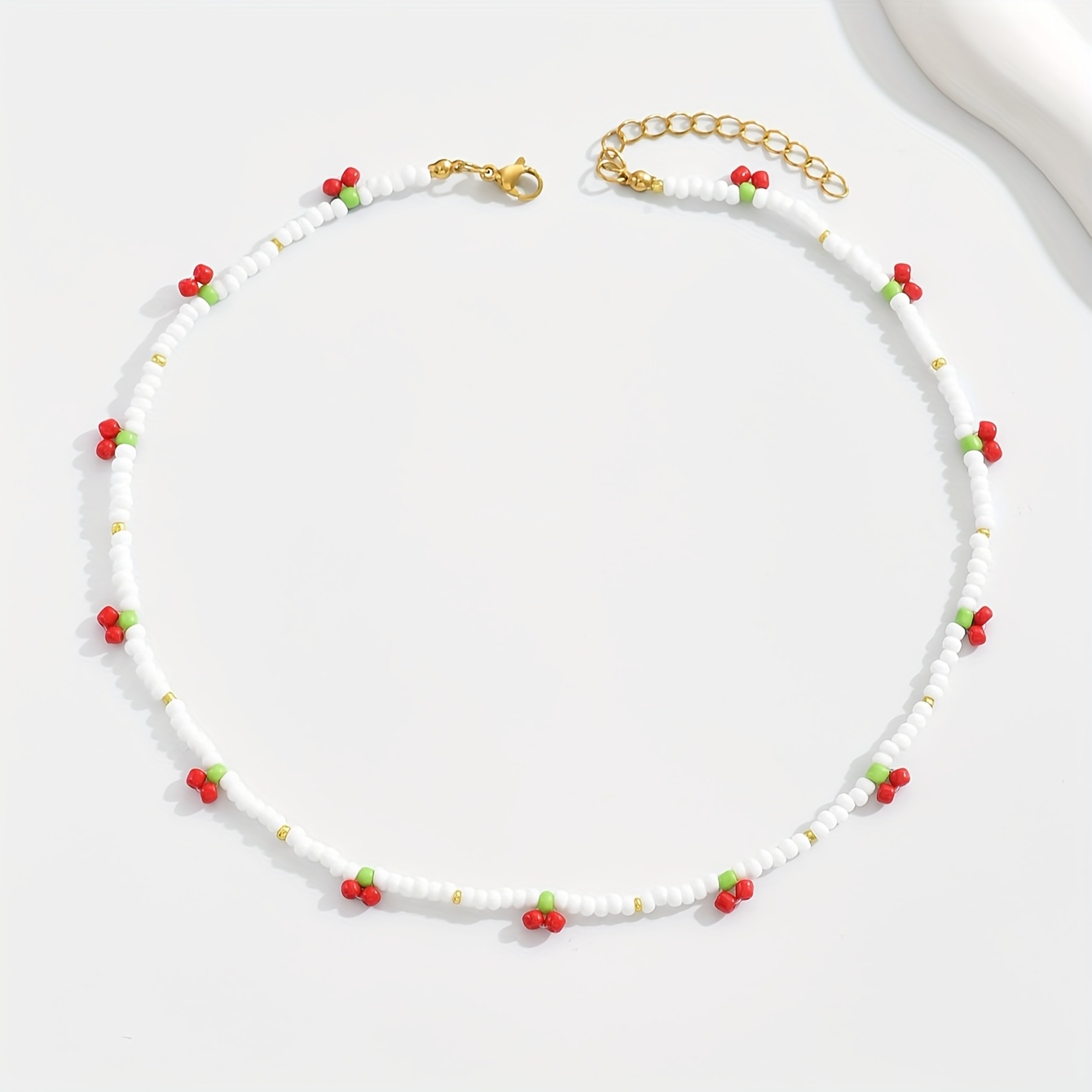 E-shop 1 Stück Damen Vintage Boho Handgefertigter Kirschenperlenhalsband, Klassischer Süßer Stil, Verstellbar für und Party, Vielseitiges
