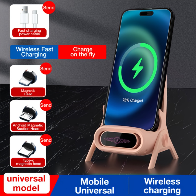 

Mini 15w Wireless Fast Charger, Multifunctional Phone Holder & Sound Amplifier Stand With Desktop Decoration For Iphone 15/ 14/ 13/ 12/ 11/ 11 Pro/ Pro Max And More Devices