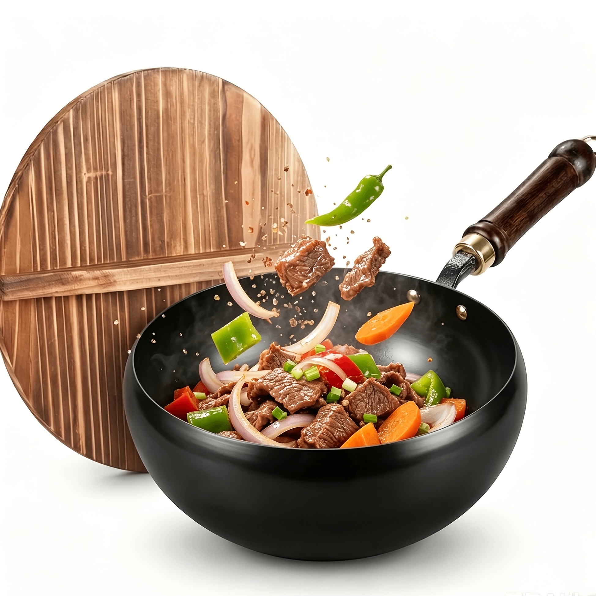 Household Mini Wok, Iron Pan, Old-fashioned Ancient Method Large Belly Pot, Universal For Gas Stoves, Stir-fry Pan, 2 Specifications From, Item