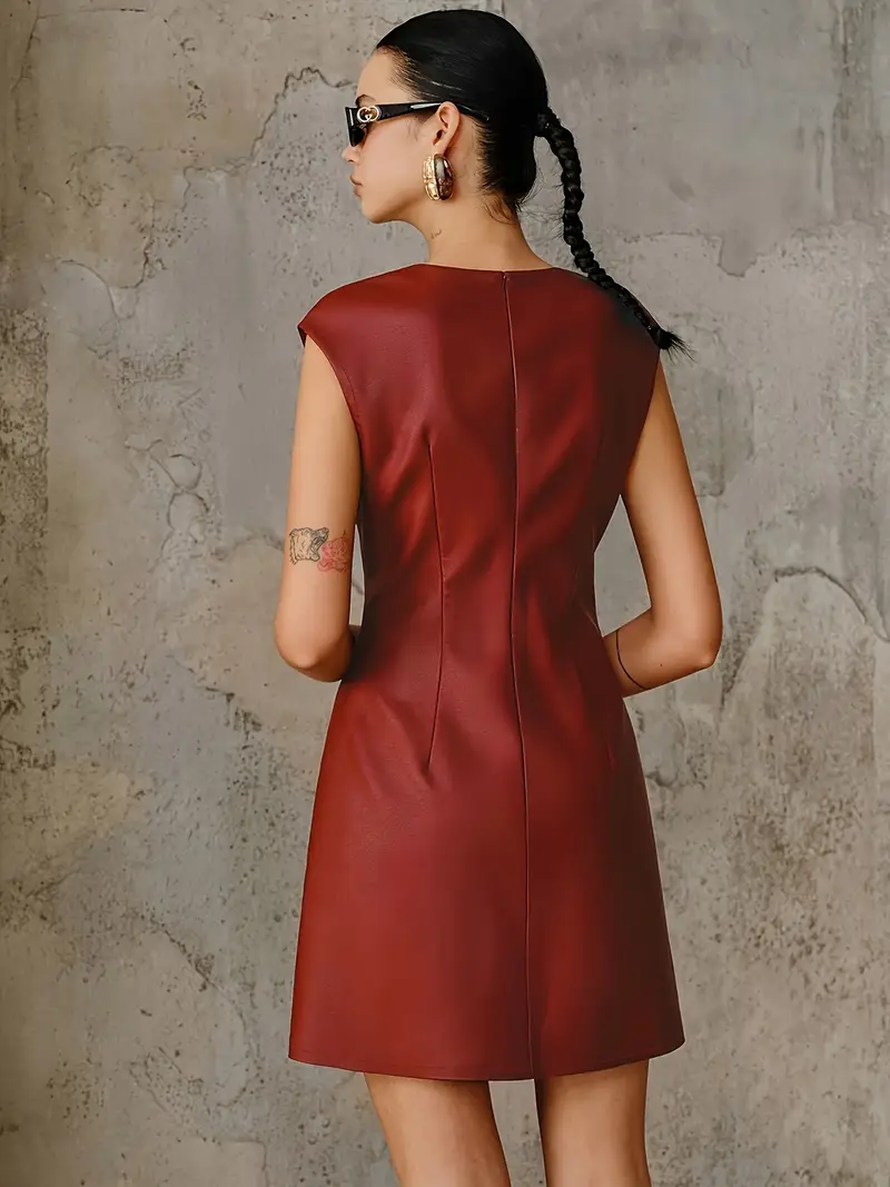 fashionable wine red sleeveless womens short dress metal - Temu Ireland fashionable wine red sleeveless womens short dress metal - Temu Ireland