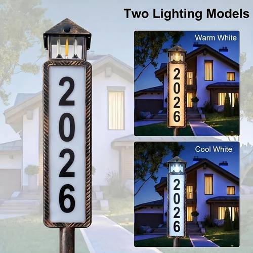 item picture solar powered address sign with 3 color ip44 led illuminated house numbers for outside yard apartment street