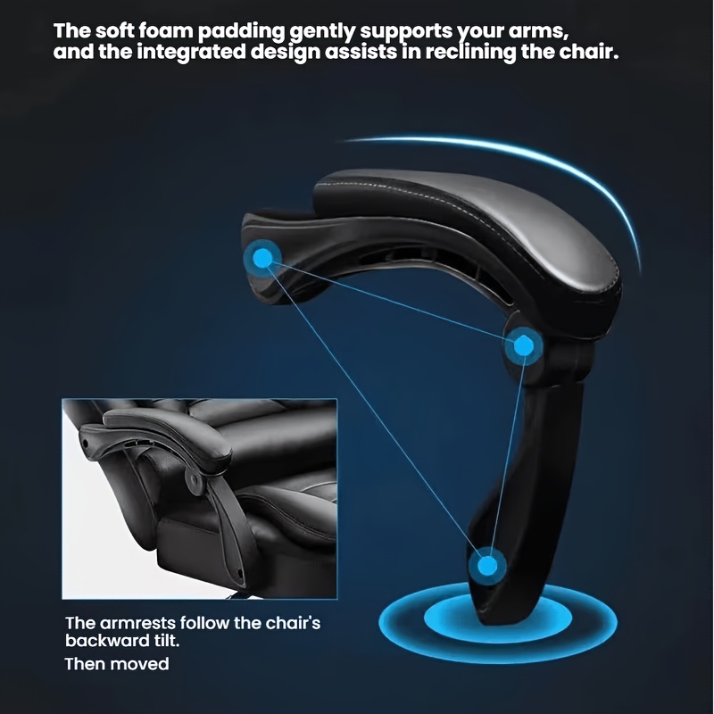 Ergonomic Office Chair, Adjustable Desk Chair, Reclining Swivel Computer Chair with Armrests, Suitable for Gaming, Home Office, And Office Use