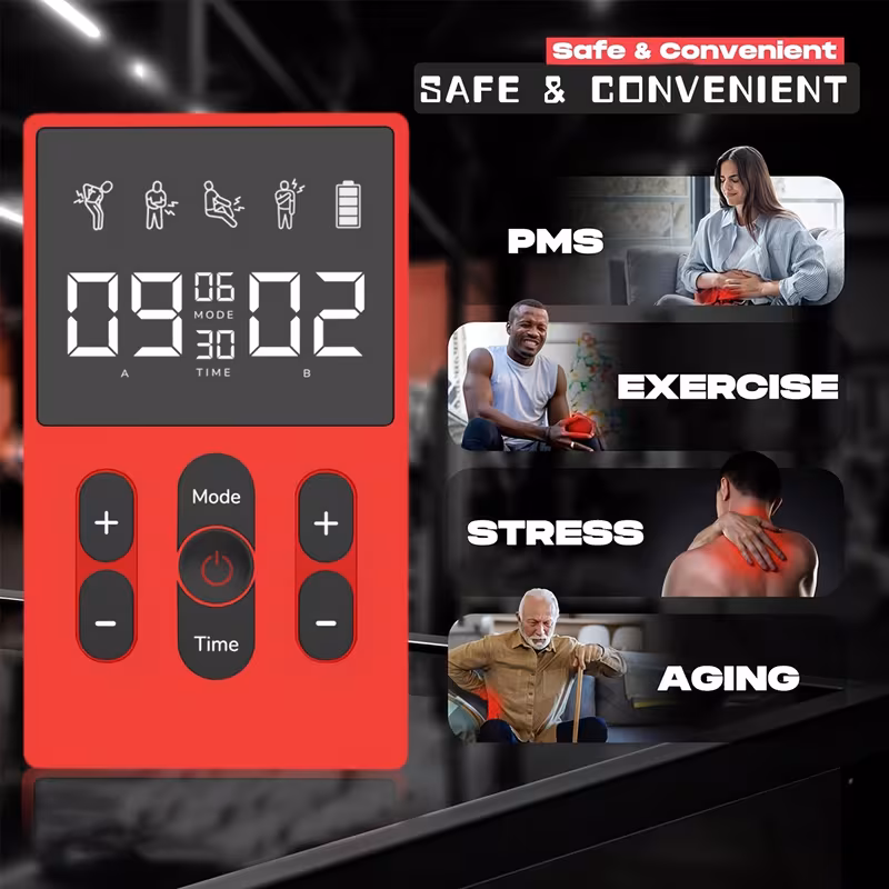 12 tens ems unit compact muscle stimulator for pain relief rechargeable portable dual channel ems muscle stimulator with 36 levels Product details 10