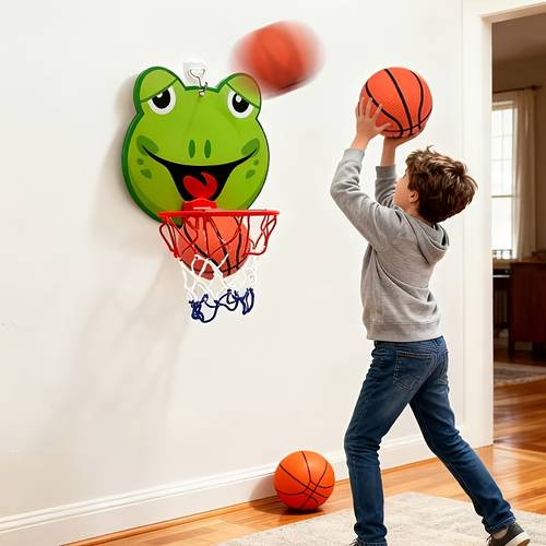 cute cartoon basketball stand with 6 patterns including panda frog tiger no punching needed indoor outdoor hanging shooting stand soft bounce anti mask silent mini ball durable plastic sports toy for girls boys