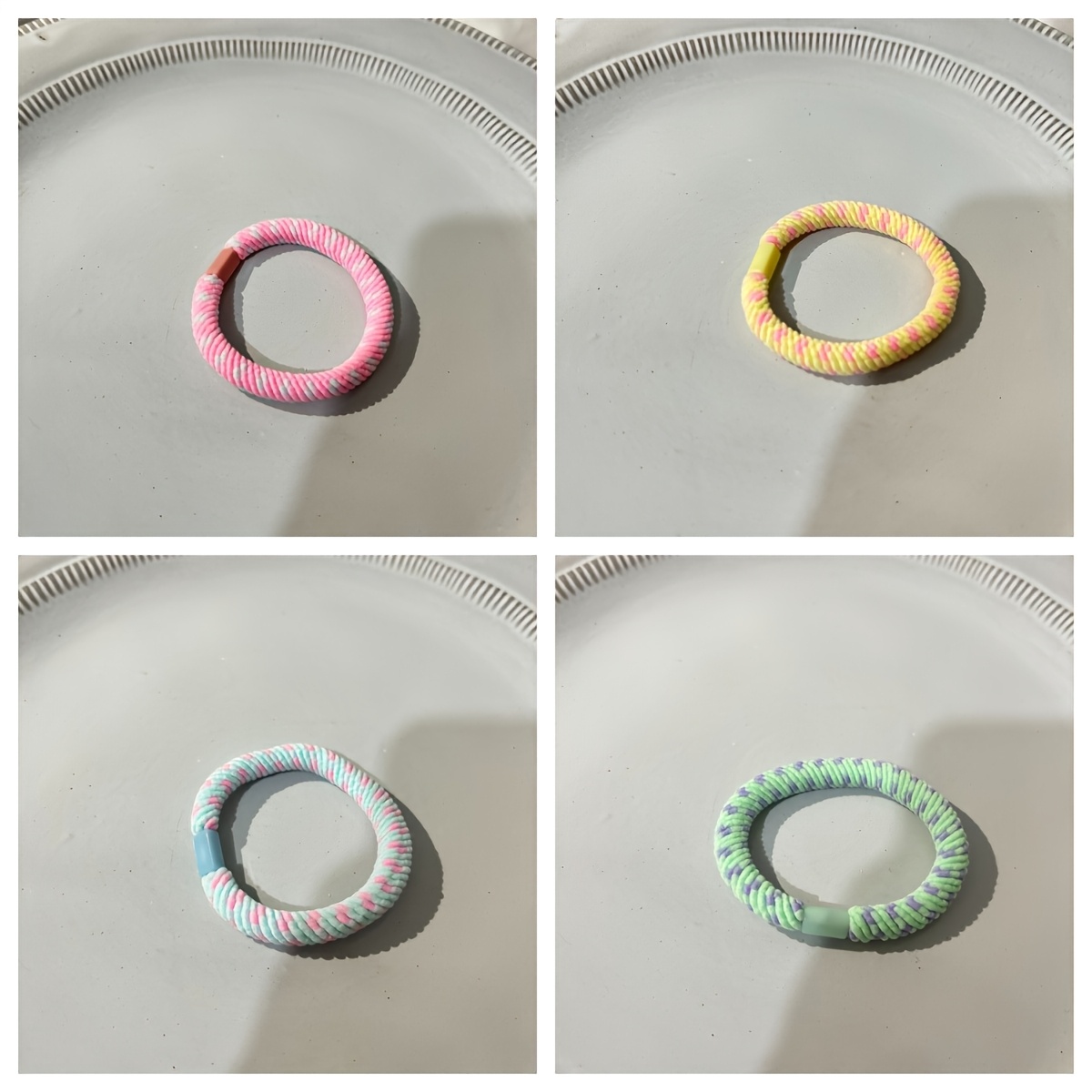 Image of 4pcs High-elasticity Colorful Dopamine Hair Ties, Durable Elastic Ponytail Holders, Mixed Colors Solid Headbands, Elegant Hair Accessories For Women And Daily Use