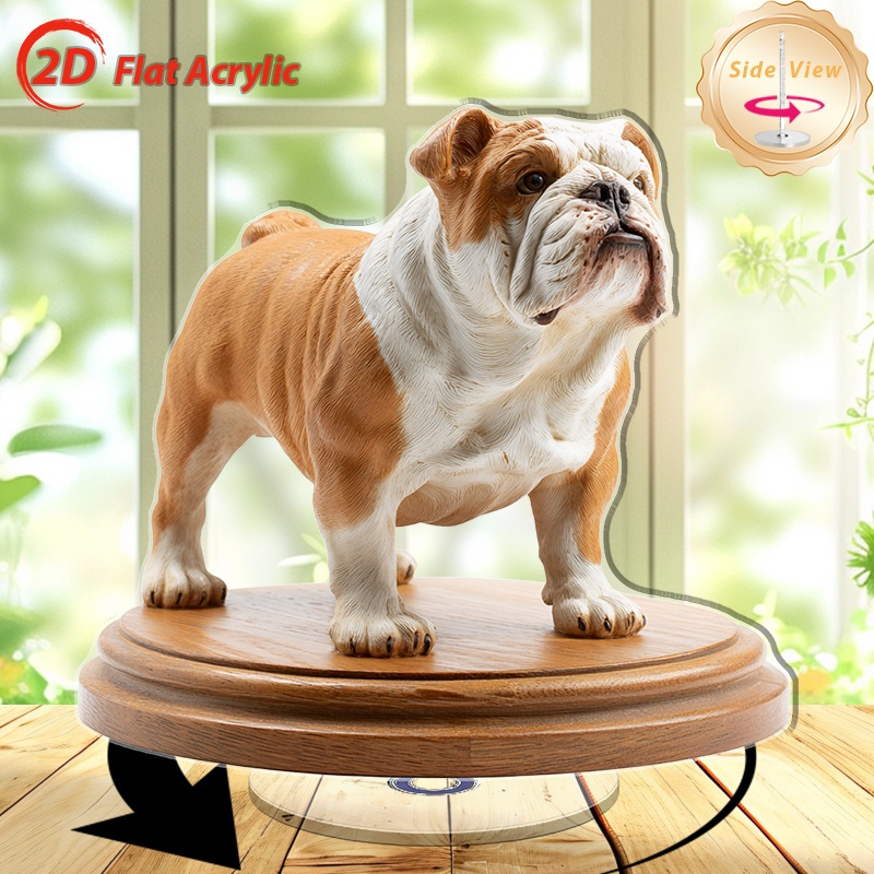 TEMU 2d Flat, 2d Flat Plane, 1pc Rotating Bulldog Desktop Decoration - Non-electric Rotating Office Ornament, Realistic Bulldog Sculpture For Home, ,