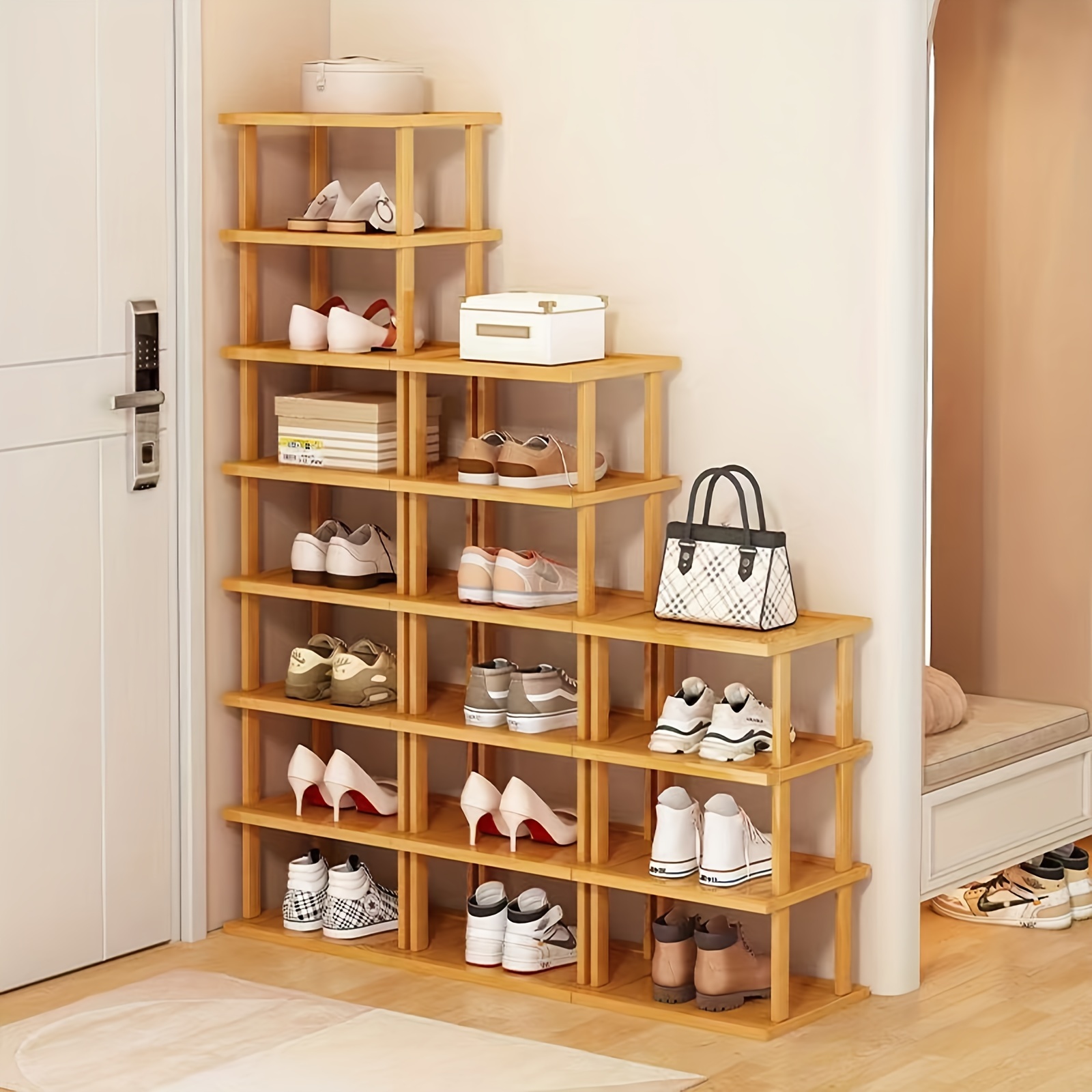 

Space-saving 17-tier Bamboo Shoe Rack - Versatile Organizer For Entryway, Closet, Garage & Bedroom, Box, Cabinet, Rack For Outdoor Storage