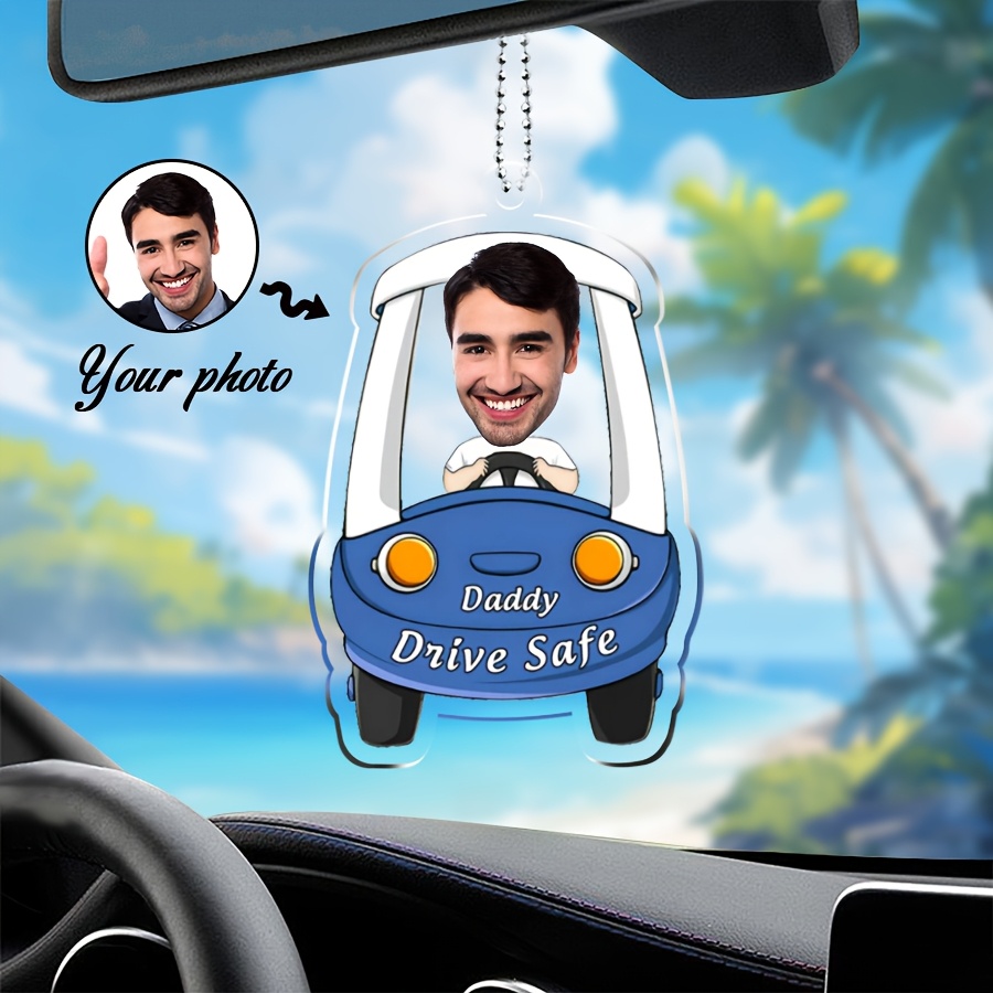 1pc 1pcs Personalized Acrylic Custom Photo Car Hanging Ornament - Custom Photo Gift Suitable For, Rearview Mirror Hanger, Father's Day Gift For Dad, Custom Effects & Photo Display
