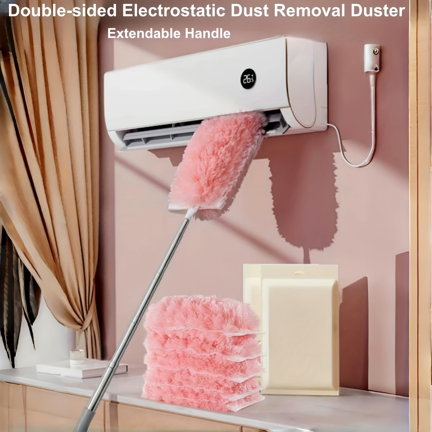 6 15pcs extendable handle electrostatic dust remover duster set disposable non woven fabric for effective dusting in cars furniture kitchen and bedroom Product details 0
