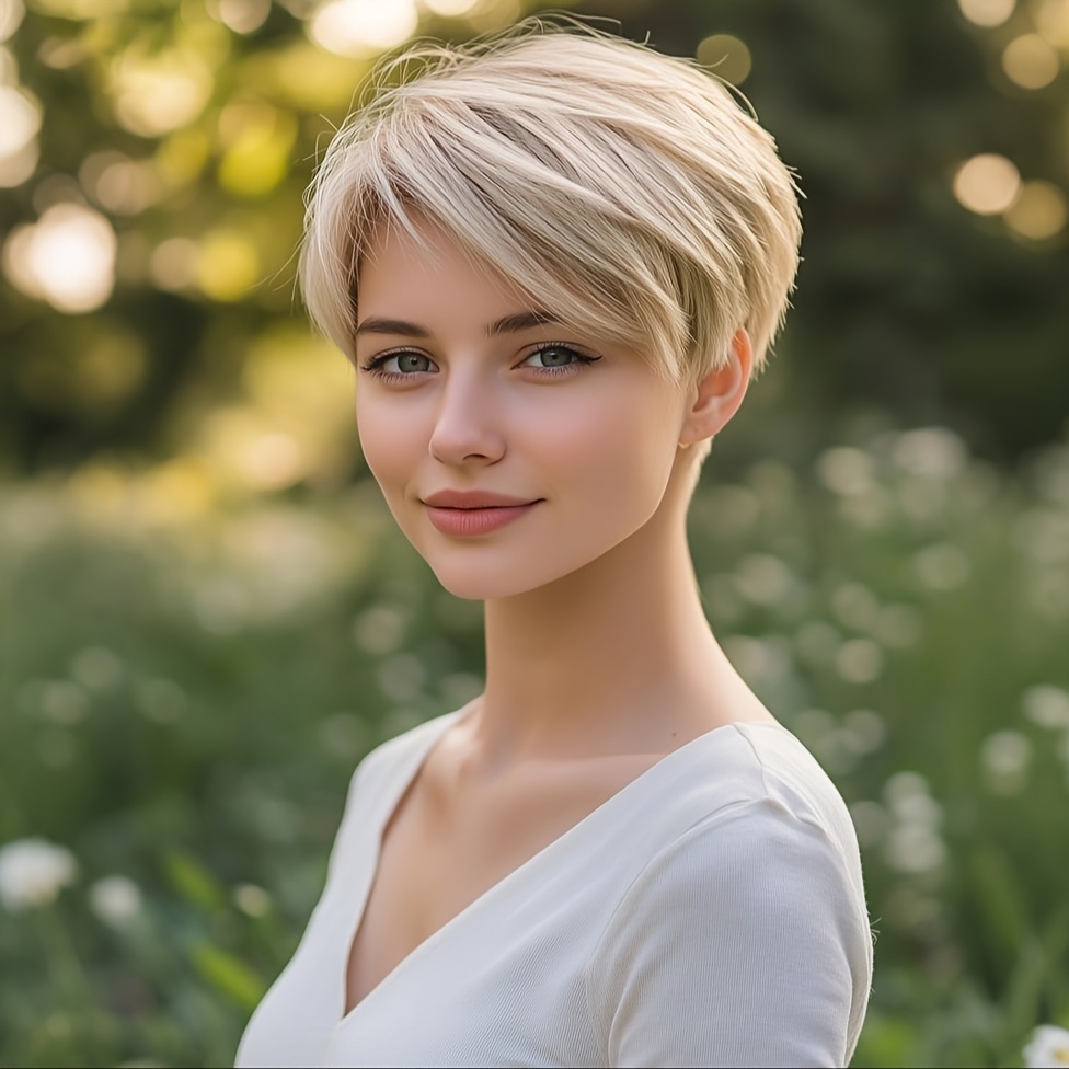 TEMU Light Blonde Ultra-short Hair Style With Natural Texture And Layering Synthetic Wigs For Women Short Hair Wigs For Summer Beginner Friendly