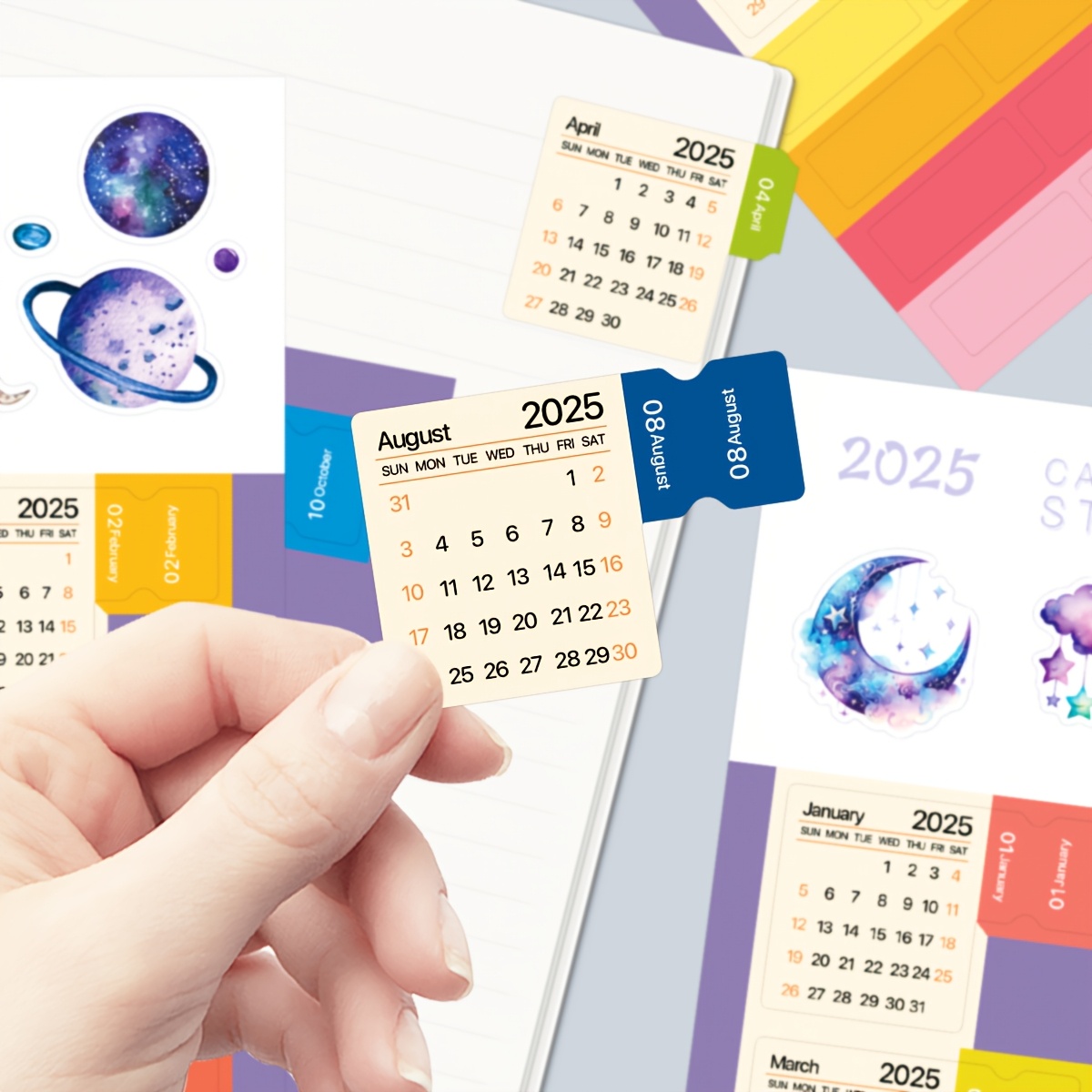 

2025 Mini Calendar Stickers, 2 Sheets Monthly Index Stickers With Bright Colors, 1-12 Month Labels For Page Marker, Decorative Planner Sticker For , Journal, Notebook