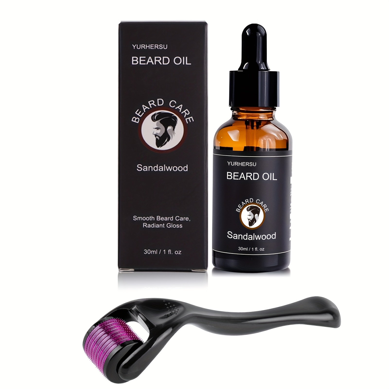 Beard Essential Oil With Castor Oil, Beard Roller For Smooth Beard, Drip Design For Convenient Application, Powerful Skincare With Long-lasting Moisturizing | Needle Length