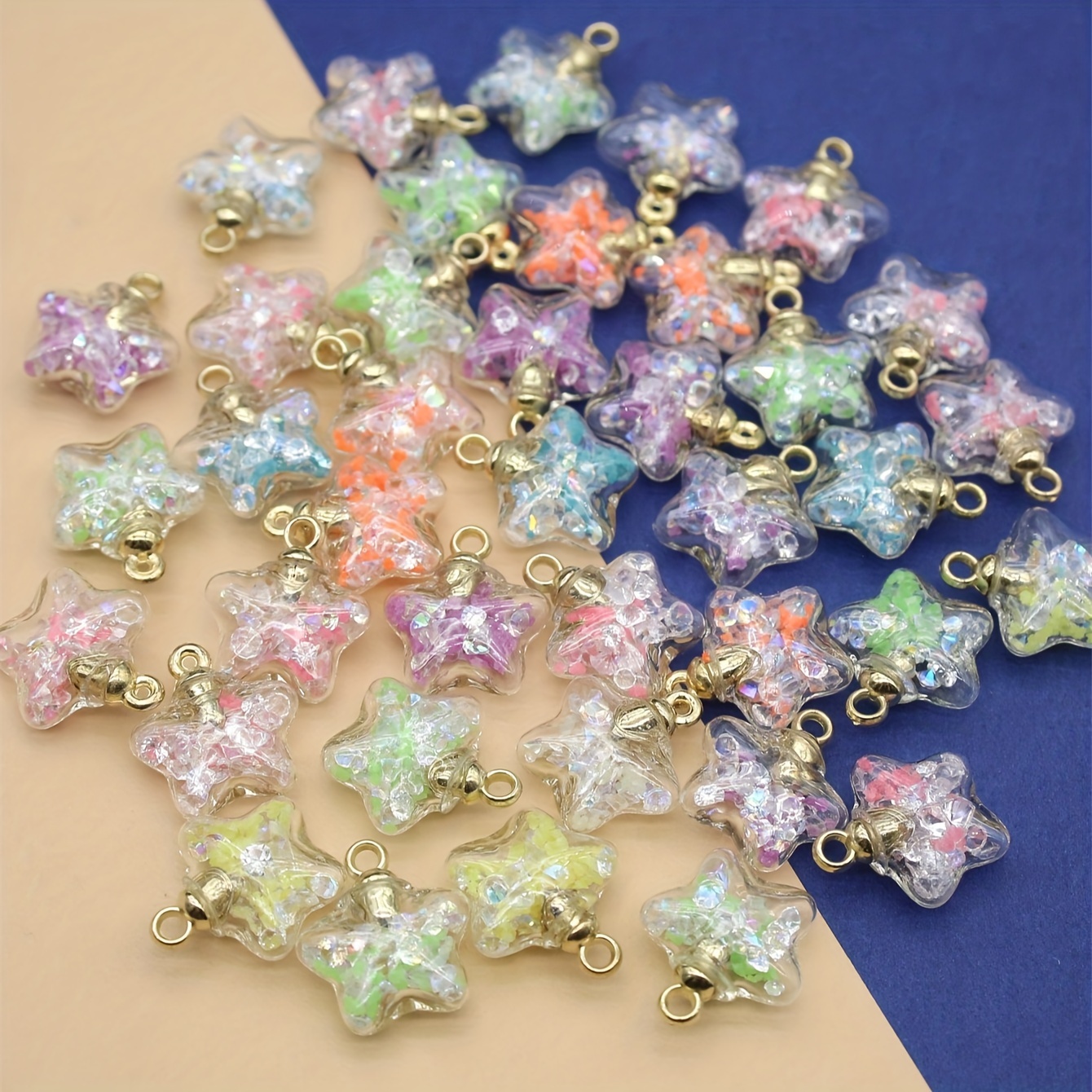 

10pcs Luminous Colorful Pentagram Pendant Colorful Luminous Star Charms For Diy Jewelry And Glass Accessories