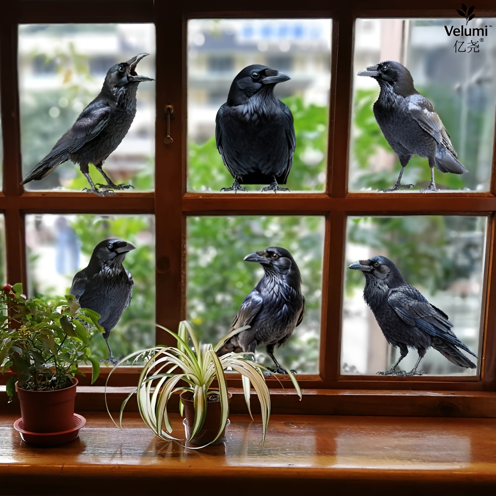 TEMU 6pcs Realistic Static Window Clings Of , Double-sided Same-color Halloween Decor