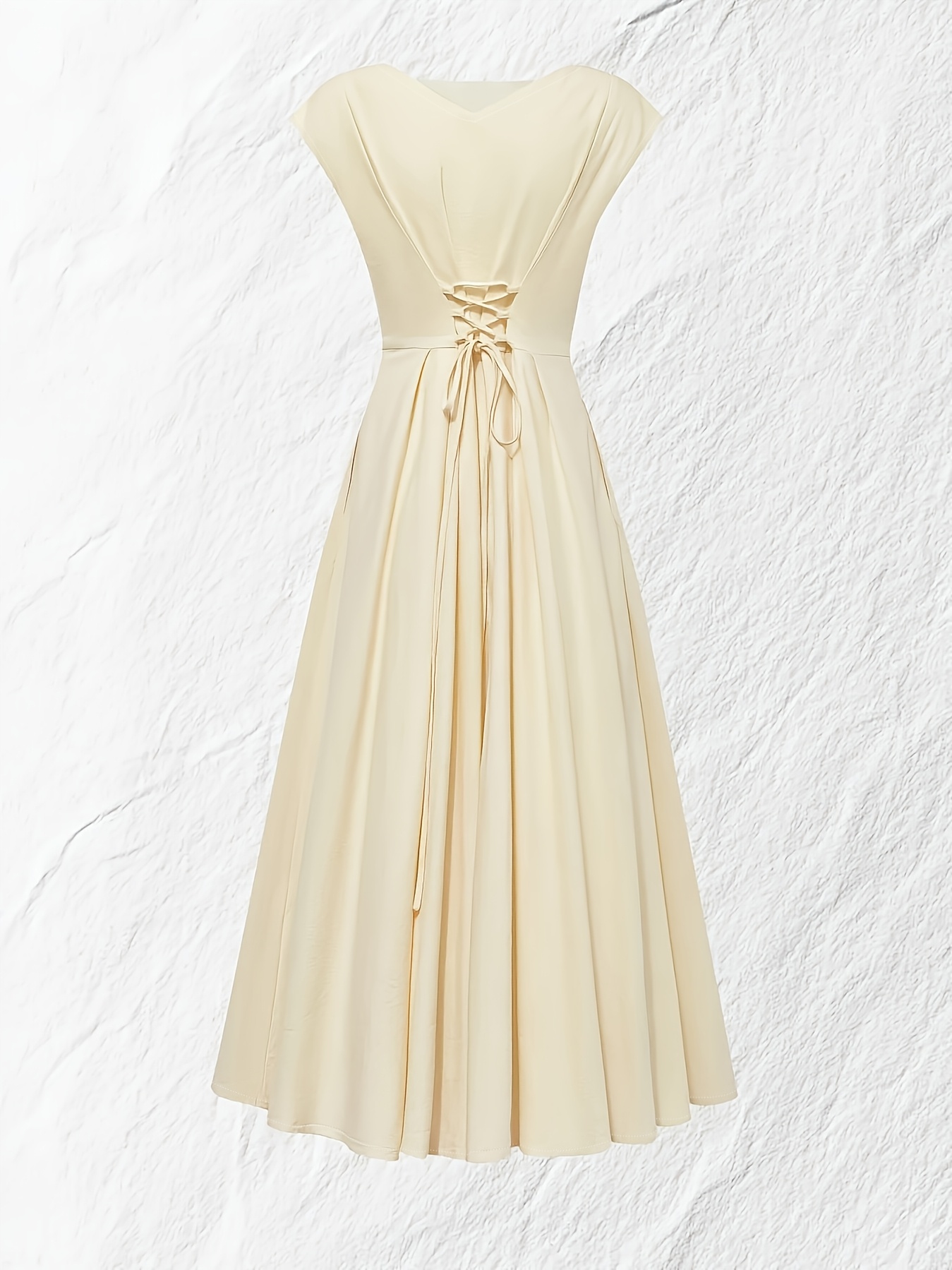 beige vintage dress Valentino Haute Couture 1970s Beige Wool Collared A-Line Dress –  Featherstone Vintage main image 1