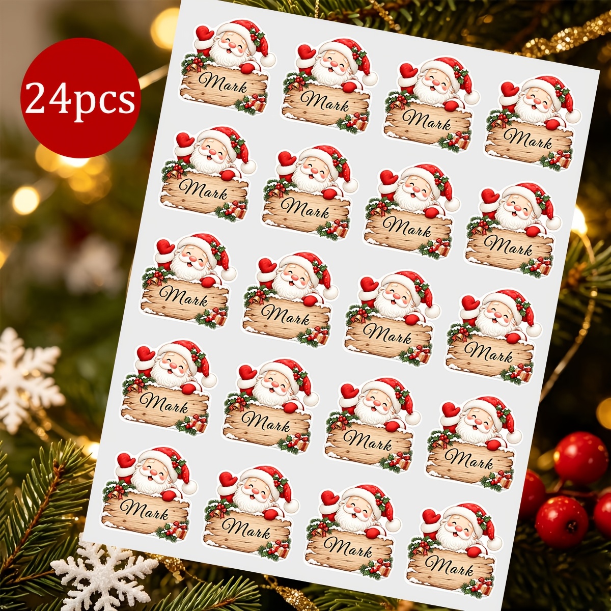 TEMU /96 Autocollants de Noël Personnalisés, Plusieurs Styles Disponibles, Étiquettes Personnalisées pour Emballage Cadeau et Fêtes, Personnalisables