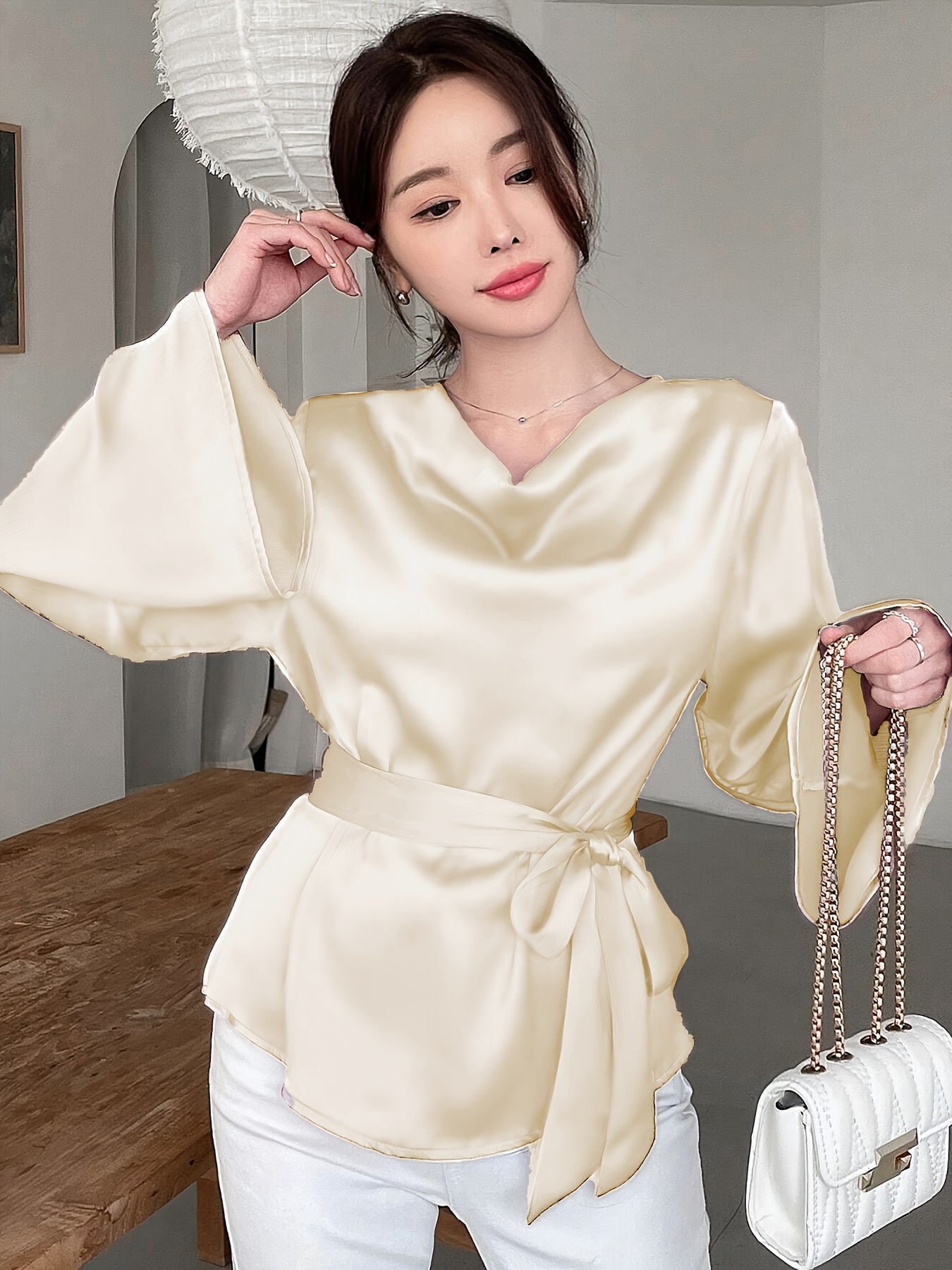 blouse satin sold on Temu United States